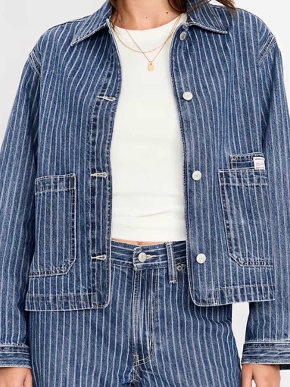 Old Navy Blue Pinstriped Denim Jacket